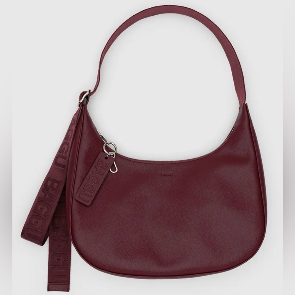 BAGGU Mahogany Small Recycled Leather Crescent Bag Purse NEW NWT